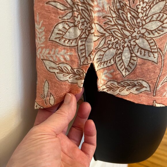 Rachel Zoe Peach Floral Linen Top, Size Large - Picture 2 of 7